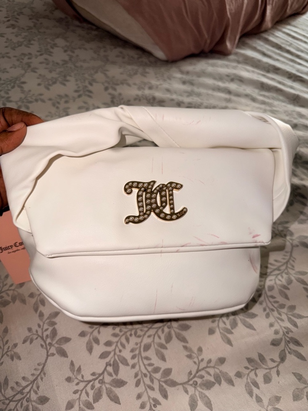 Juicy Couture White Studded JC Logo Shoulder Bag